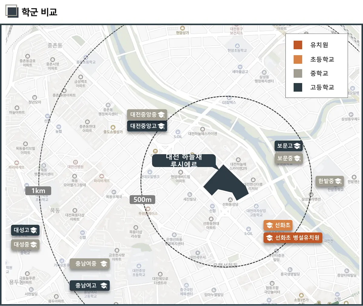 대전 선화동 학군 지도